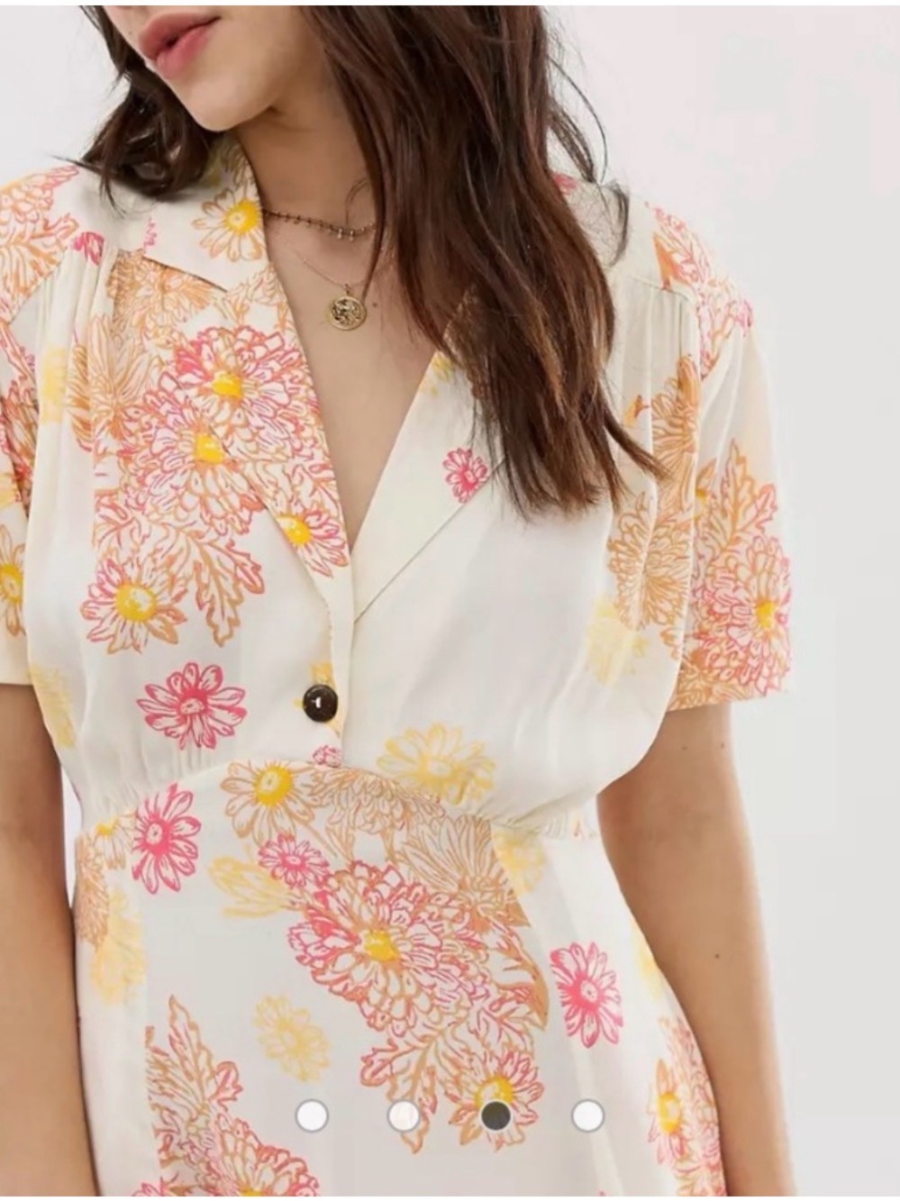 Free People Hawaii Mini Dress Cream Combo Floral Boho XS